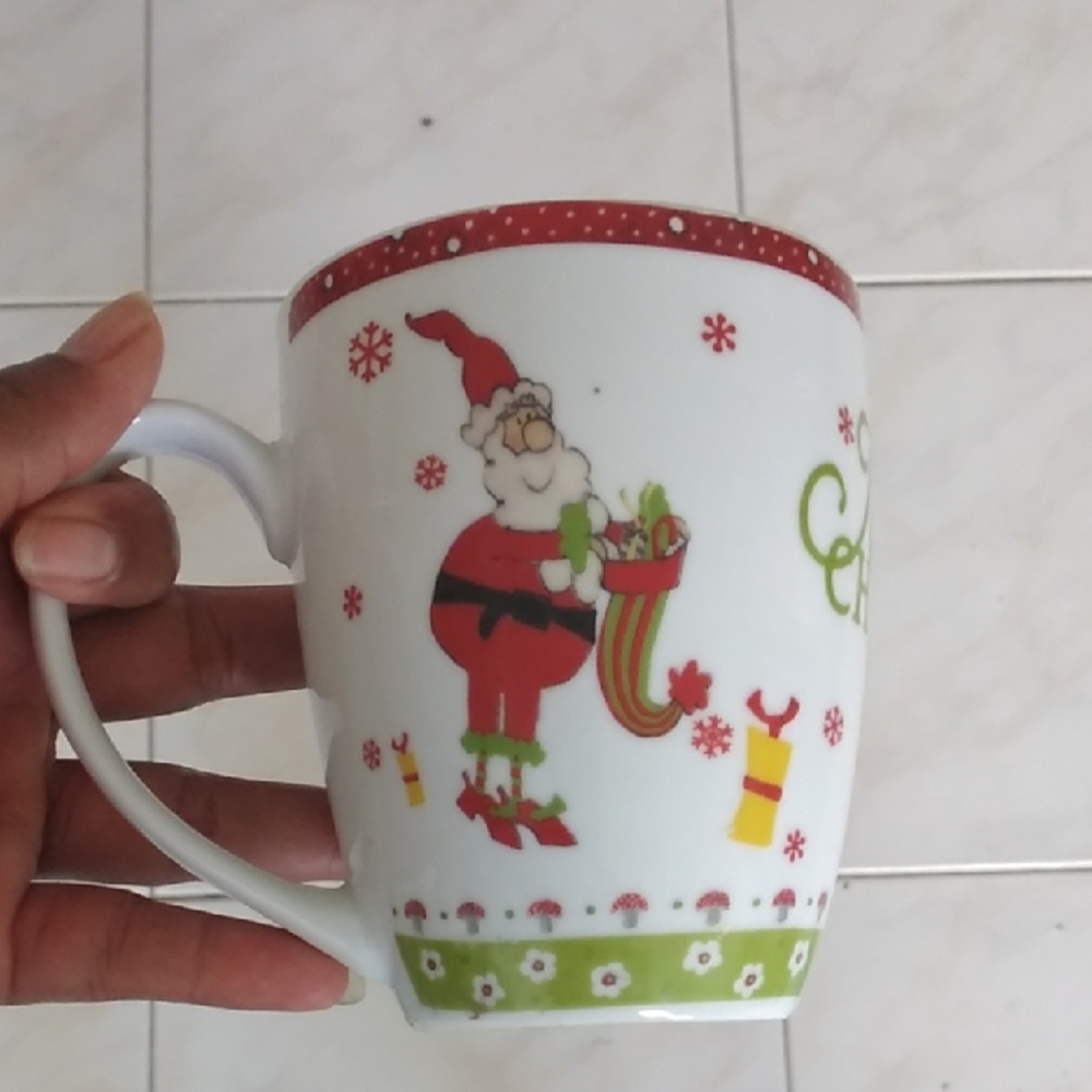 Festive Santa Claus Ceramic Mug - Red and Green